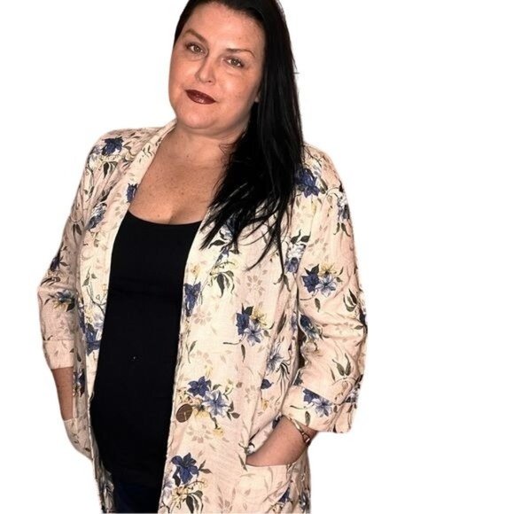 Vintage Haband floral flax blend blazer size small‎ - Picture 7 of 11